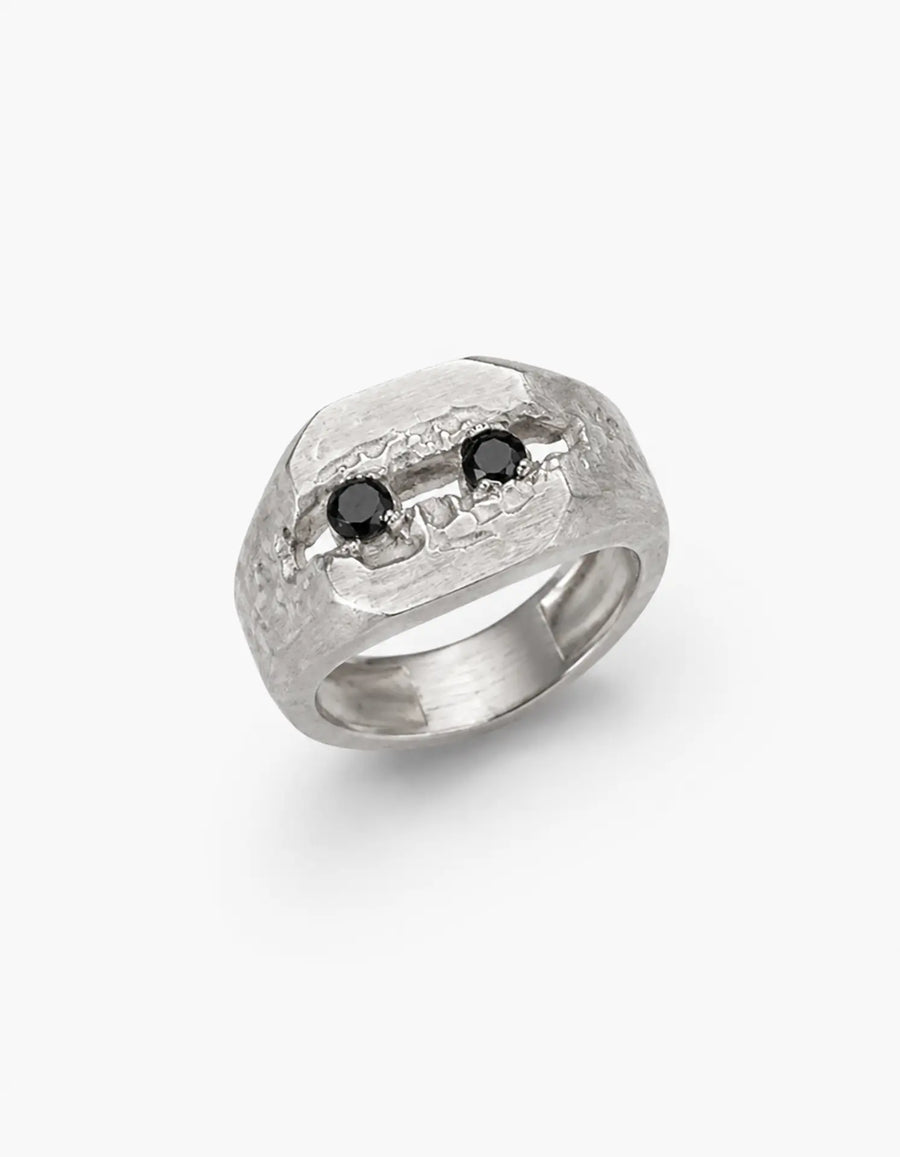 Twin Obsidian Signet Ring