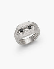 Twin Obsidian Signet Ring Zj